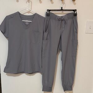 Med Couture Light Gray Scrub Set